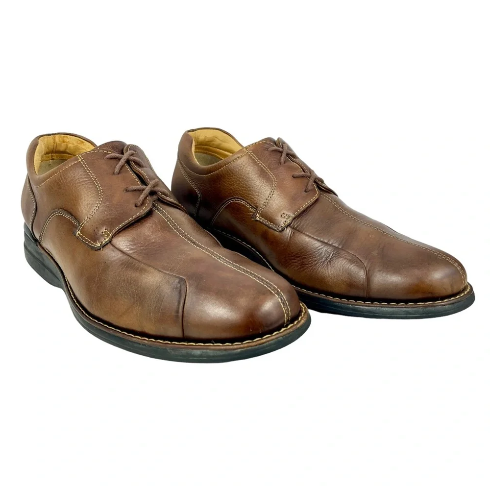 Johnston & Murphy | Mens 11M| Shuler‎ Bicycle Brown Leather Derby Flex Sole Shoe